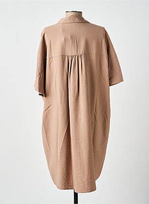 Robe mi-longue manches courtes manches courtes marron YAYA femme