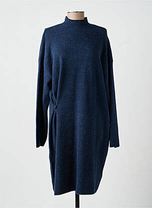 Robe pull coupe droite manches longues bleu YAYA femme