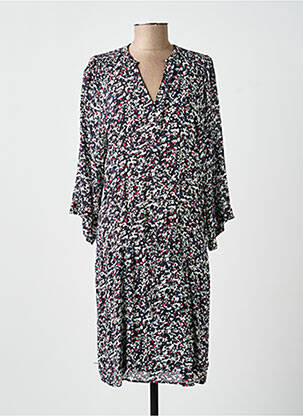 Robe mi-longue imprimé fantaisie manches longues noir IKKS femme