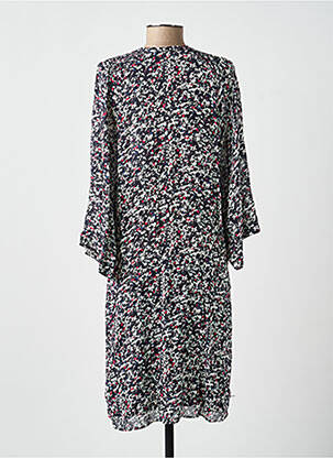 Robe mi-longue imprimé fantaisie manches longues noir IKKS femme
