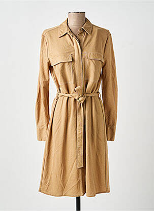 Robe mi-longue manches longues manches longues marron YAYA femme