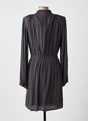 Robe mi-longue tissage crêpe manches longues gris YAYA femme