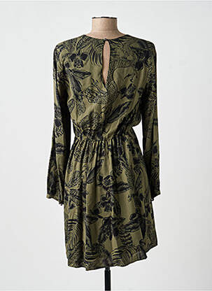 Robe mi-longue imprimé fantaisie manches longues vert IKKS femme