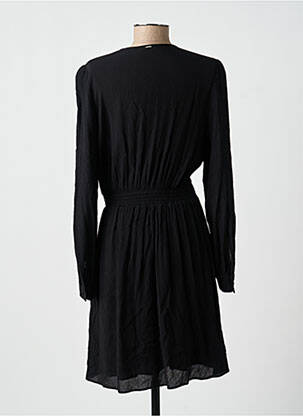 Robe mi-longue tissage crêpe manches longues noir IKKS femme