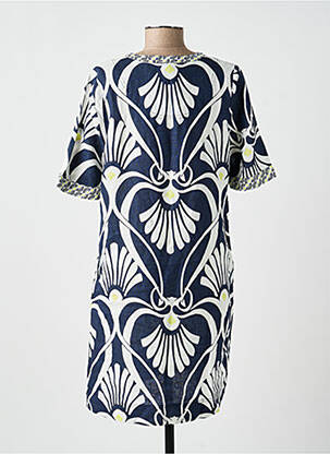 Robe mi-longue imprimé fantaisie manches courtes bleu WHITE STUFF femme