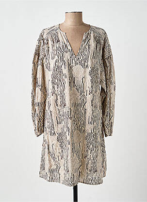 Robe mi-longue imprimé fantaisie manches longues gris YAYA femme