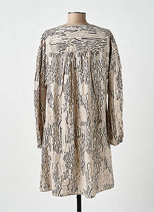 Robe mi-longue imprimé fantaisie manches longues gris YAYA femme