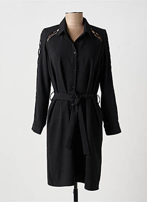 Robe mi-longue manches longues manches longues noir IKKS femme