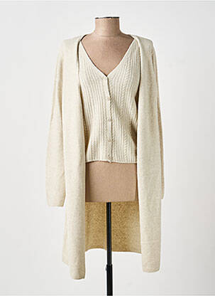 Gilet manches longues stretch beige YAYA femme