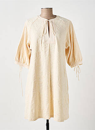 Robe mi-longue manches 3/4 manches 3/4 beige YAYA femme