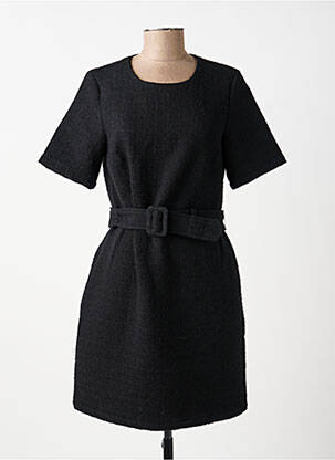 Robe mi-longue manches courtes manches courtes noir YAYA femme