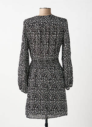 Robe mi-longue imprimé fantaisie manches longues noir IKKS femme