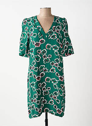 Robe mi-longue imprimé fantaisie manches courtes vert IKKS femme