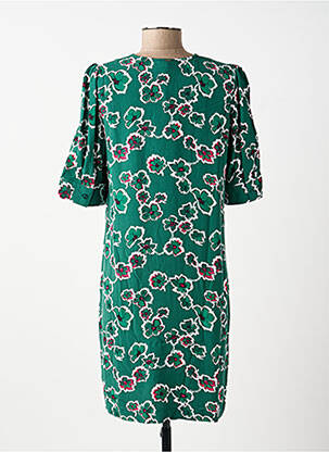 Robe mi-longue imprimé fantaisie manches courtes vert IKKS femme