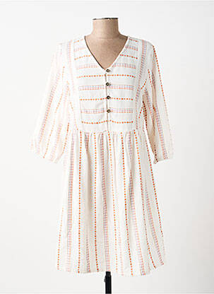 Robe mi-longue manches 3/4 manches 3/4 blanc MD'M femme