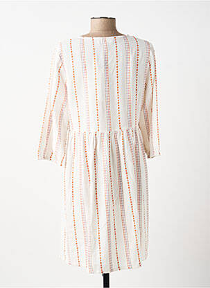 Robe mi-longue manches 3/4 manches 3/4 blanc MD'M femme