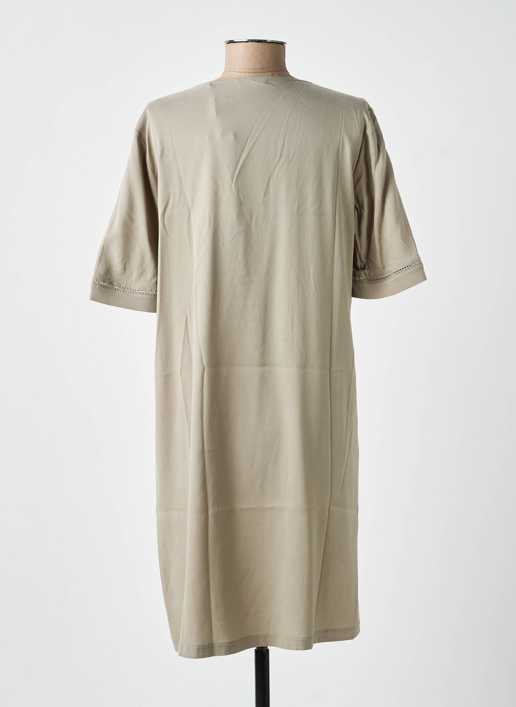 Robe mi-longue manches courtes manches courtes vert YAYA femme
