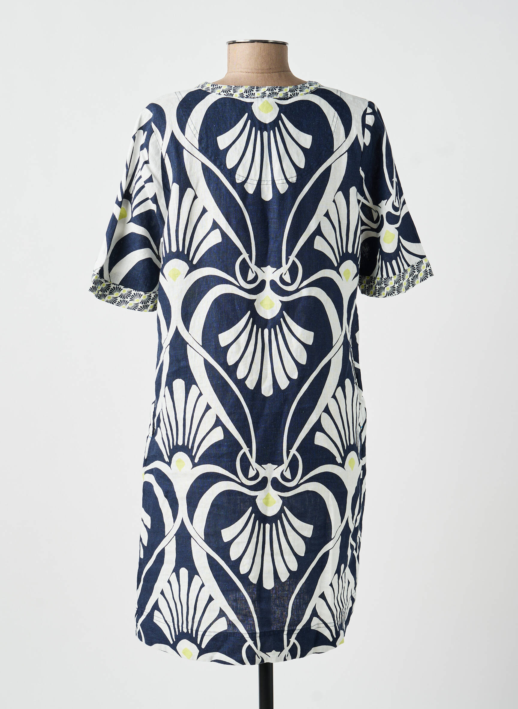 Robe mi-longue imprimé fantaisie manches courtes bleu WHITE STUFF femme