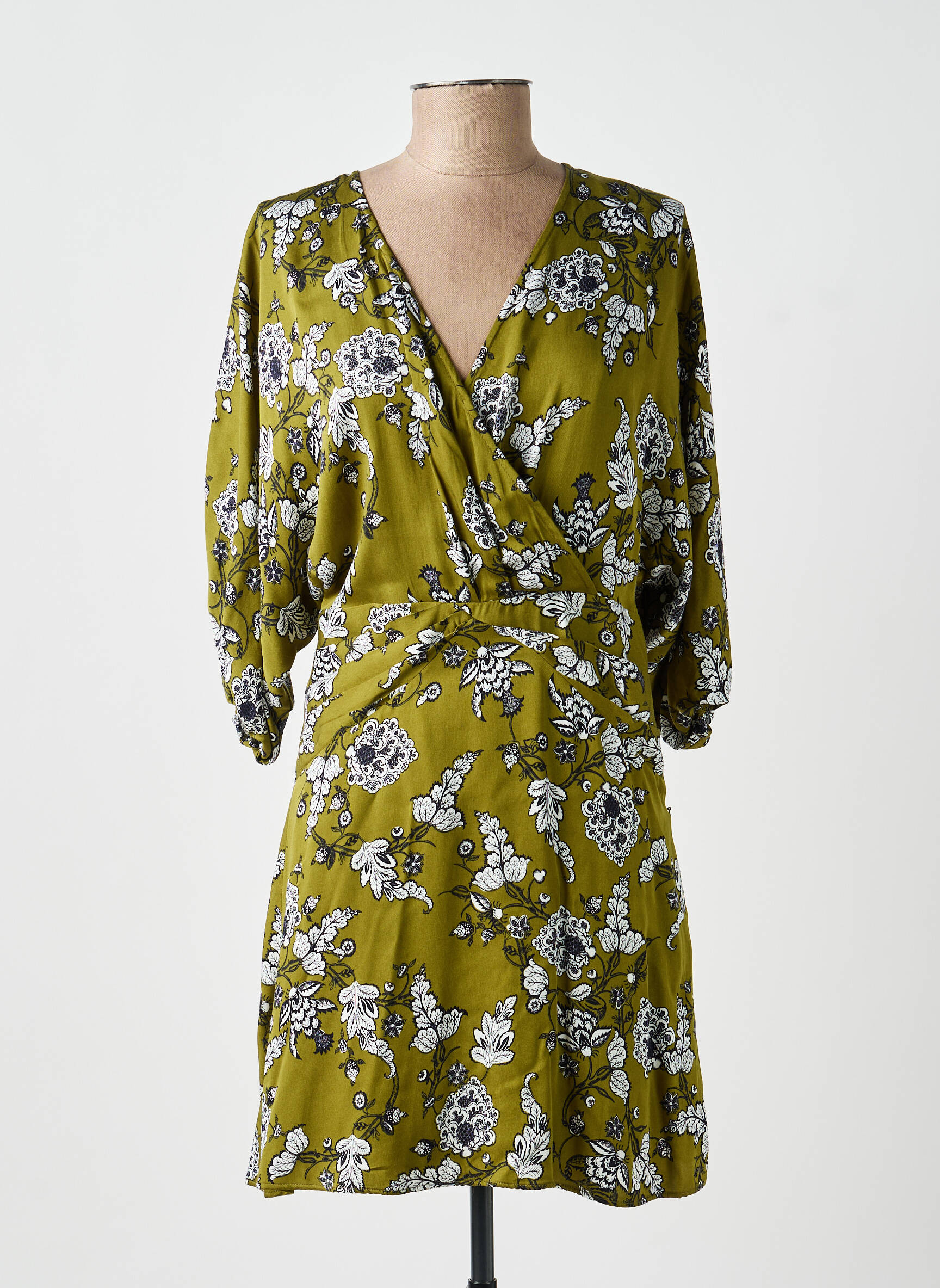 Robe mi-longue manches 3/4 manches 3/4 vert IKKS femme