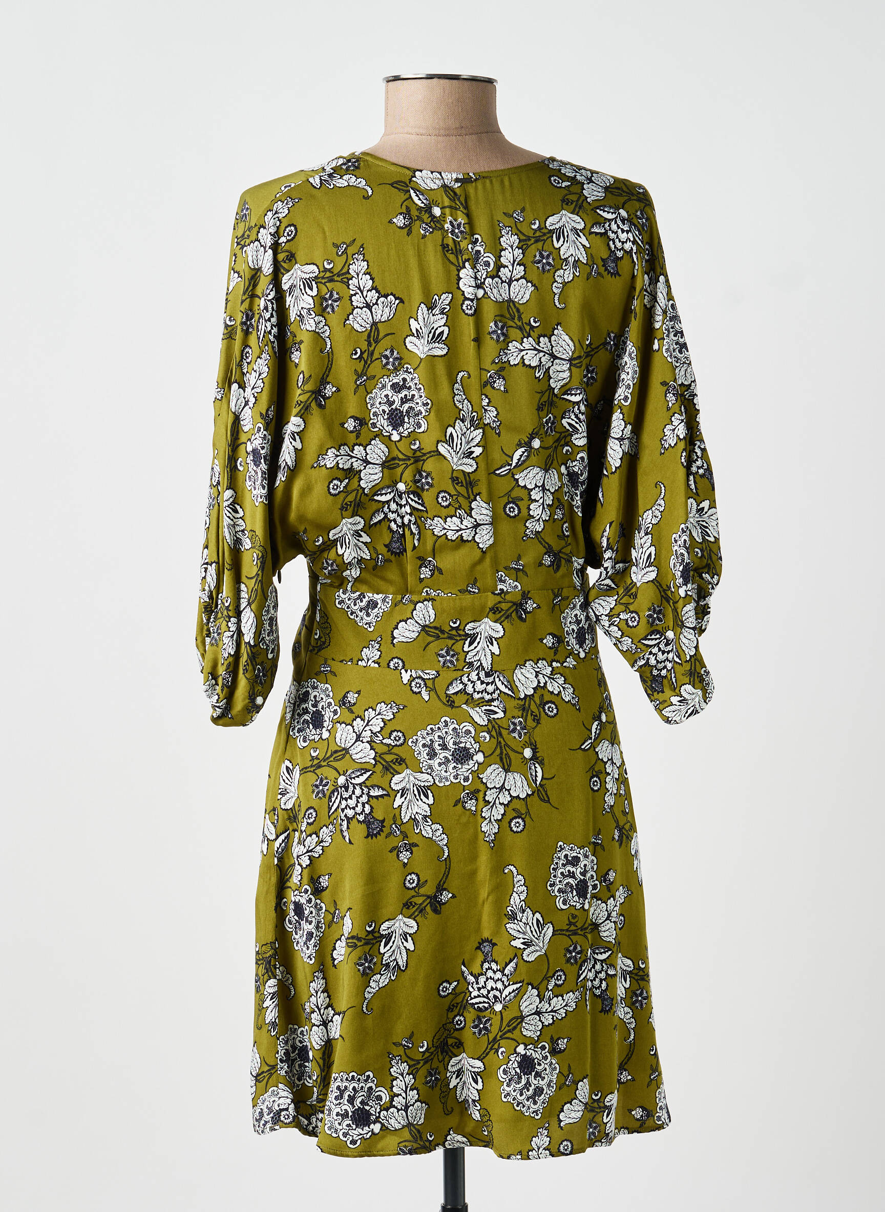 Robe mi-longue manches 3/4 manches 3/4 vert IKKS femme