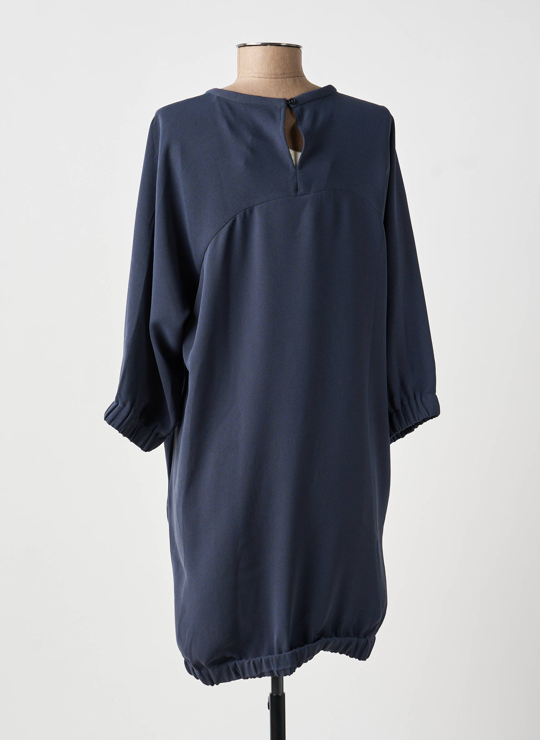 Robe mi-longue manches longues manches longues bleu YAYA femme