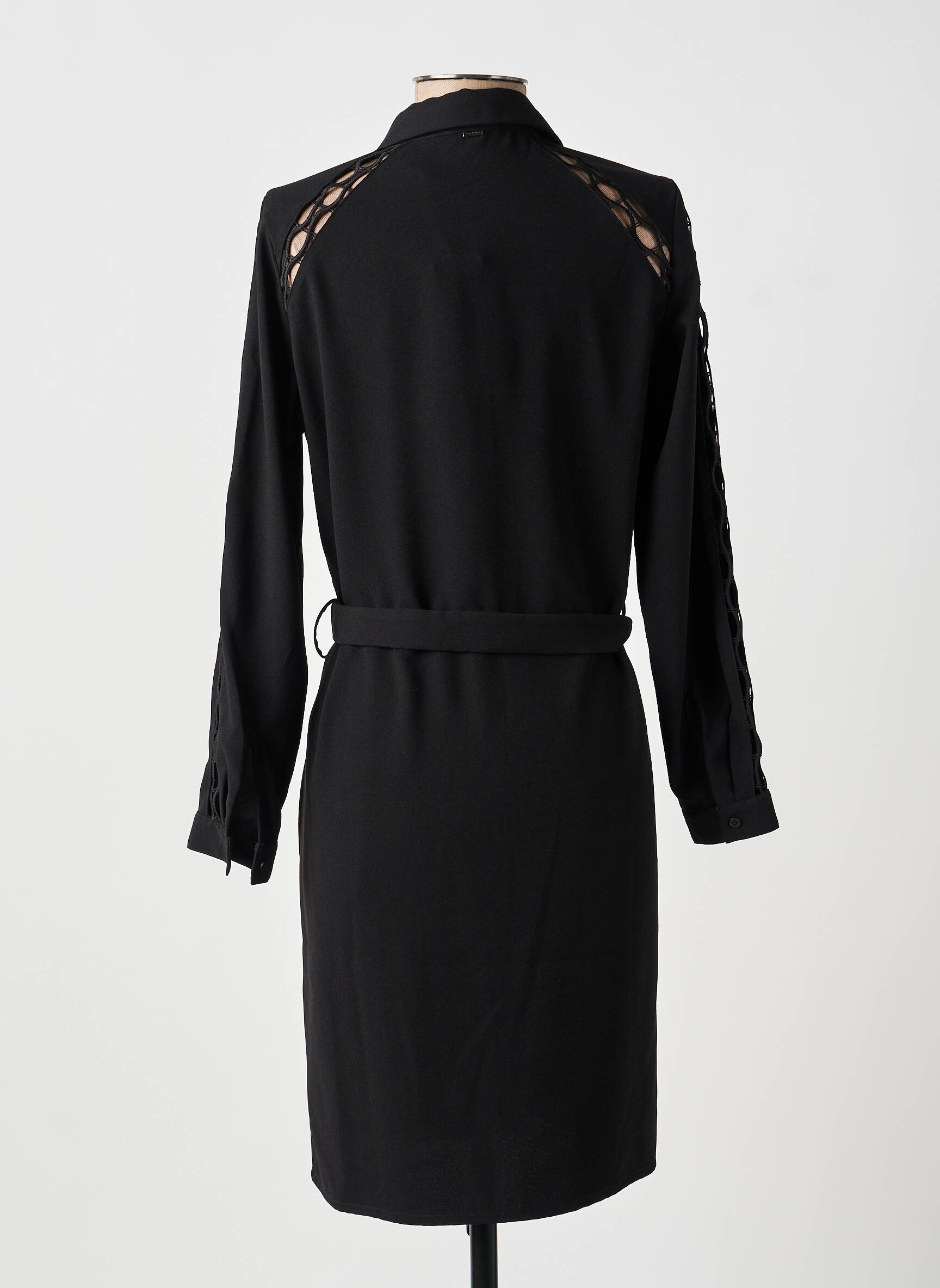 Robe mi-longue manches longues manches longues noir IKKS femme