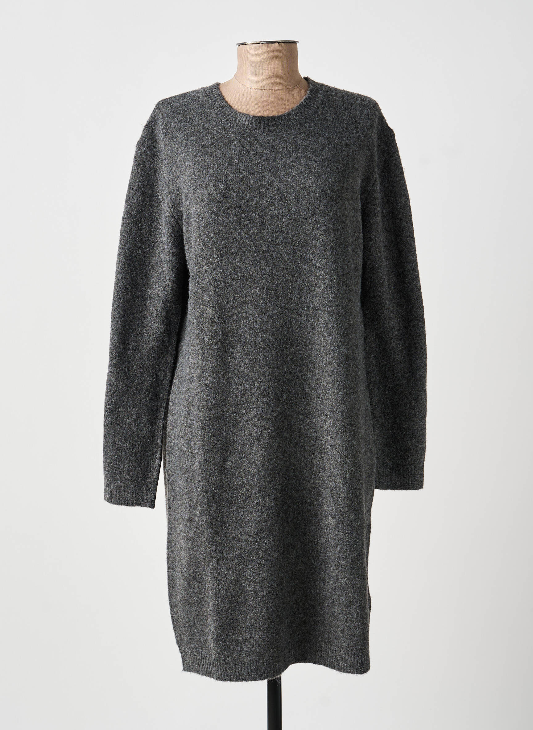 Robe pull coupe droite manches longues gris IKKS femme