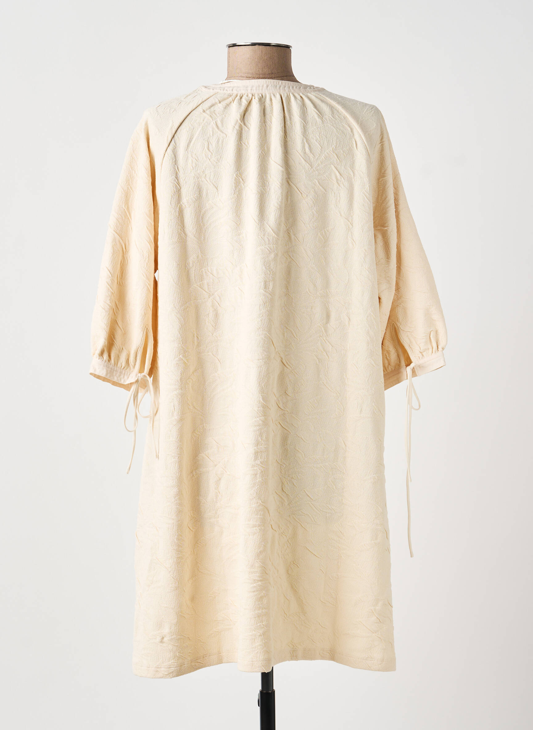 Robe mi-longue manches 3/4 manches 3/4 beige YAYA femme