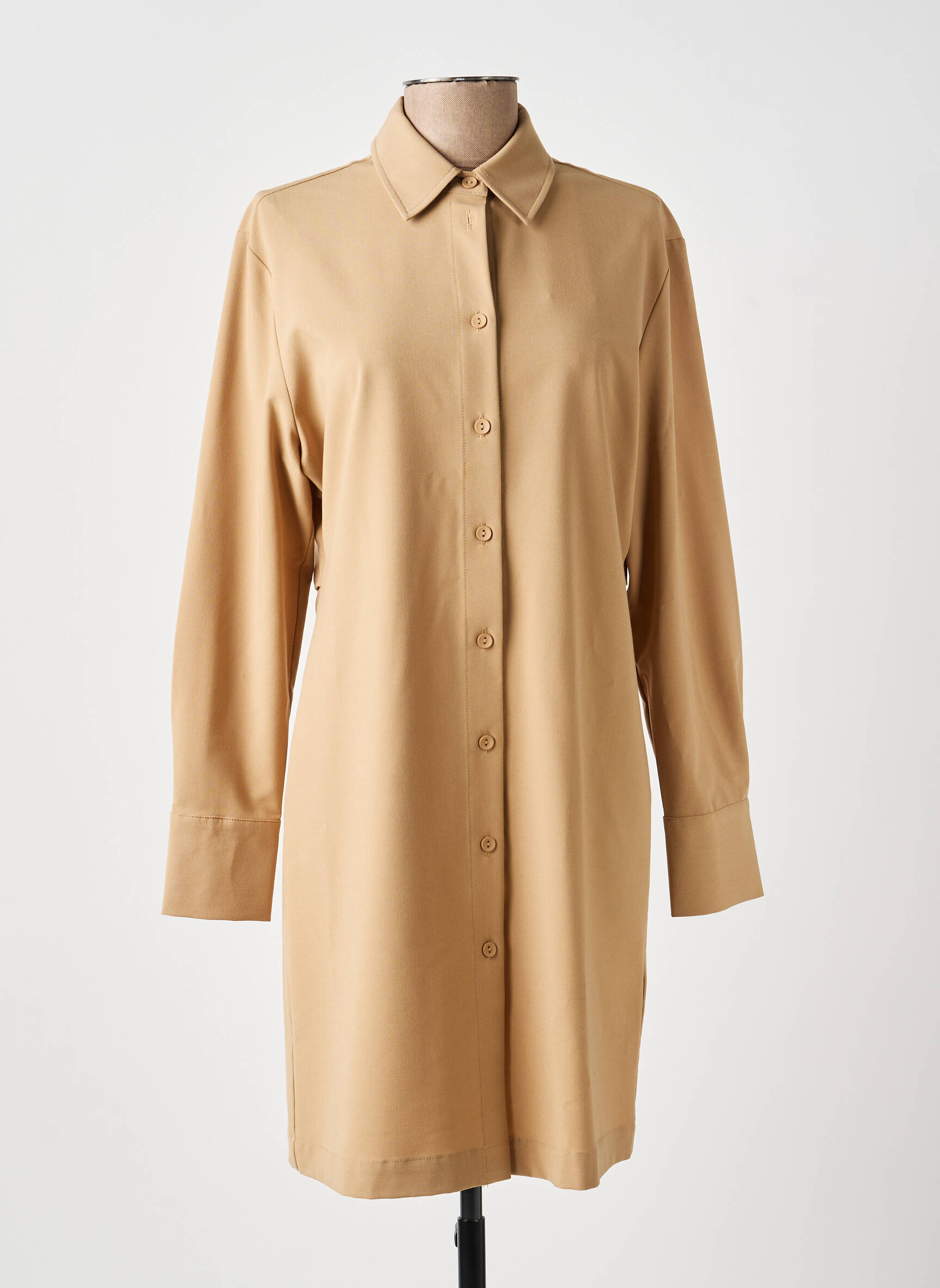Robe courte manches longues manches longues marron YAYA femme