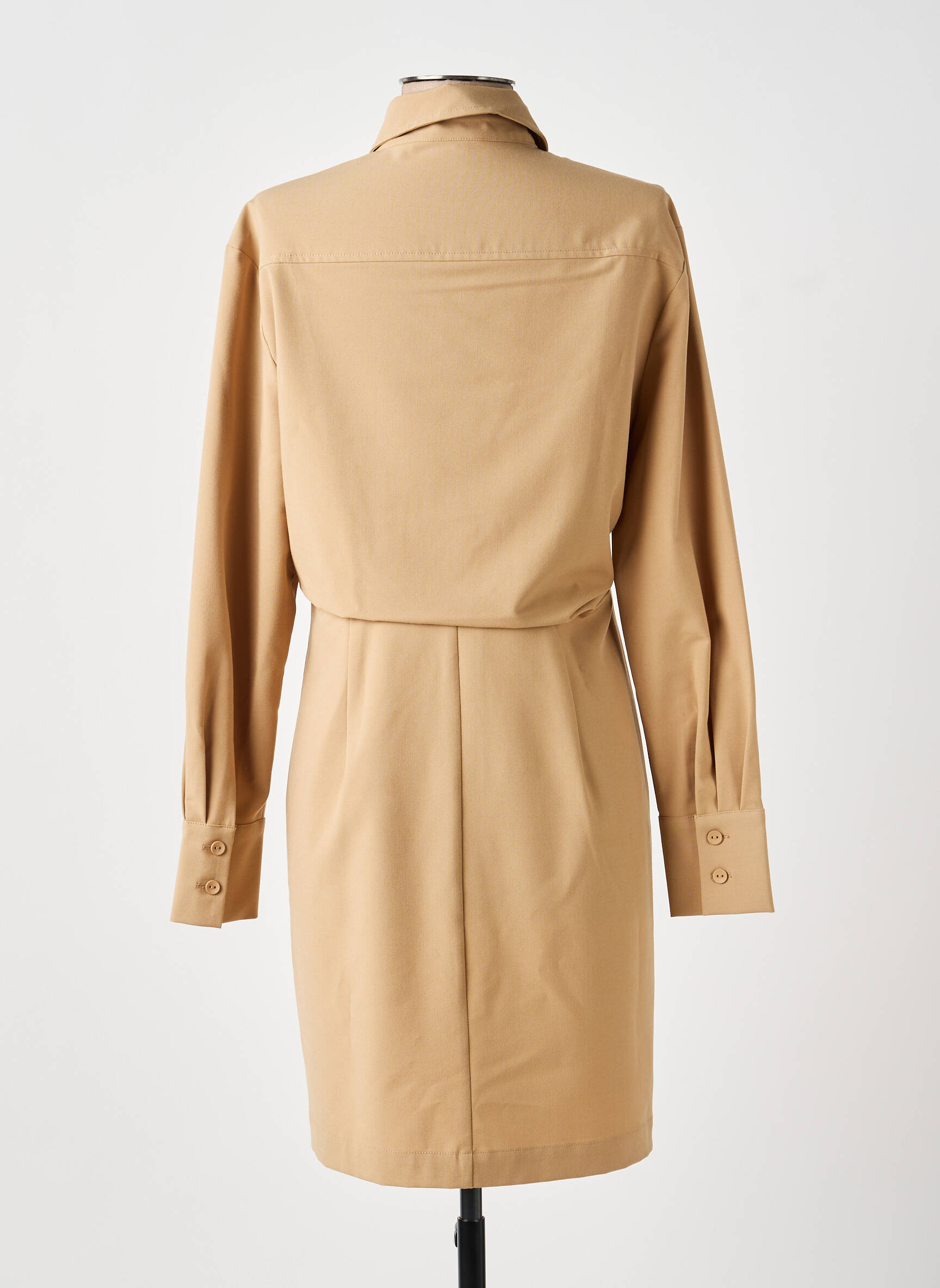 Robe courte manches longues manches longues marron YAYA femme