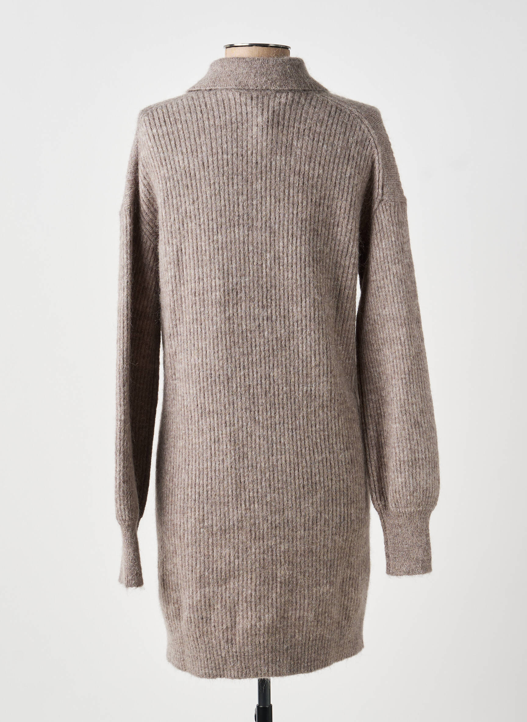 Robe pull coupe droite manches longues gris YAYA femme
