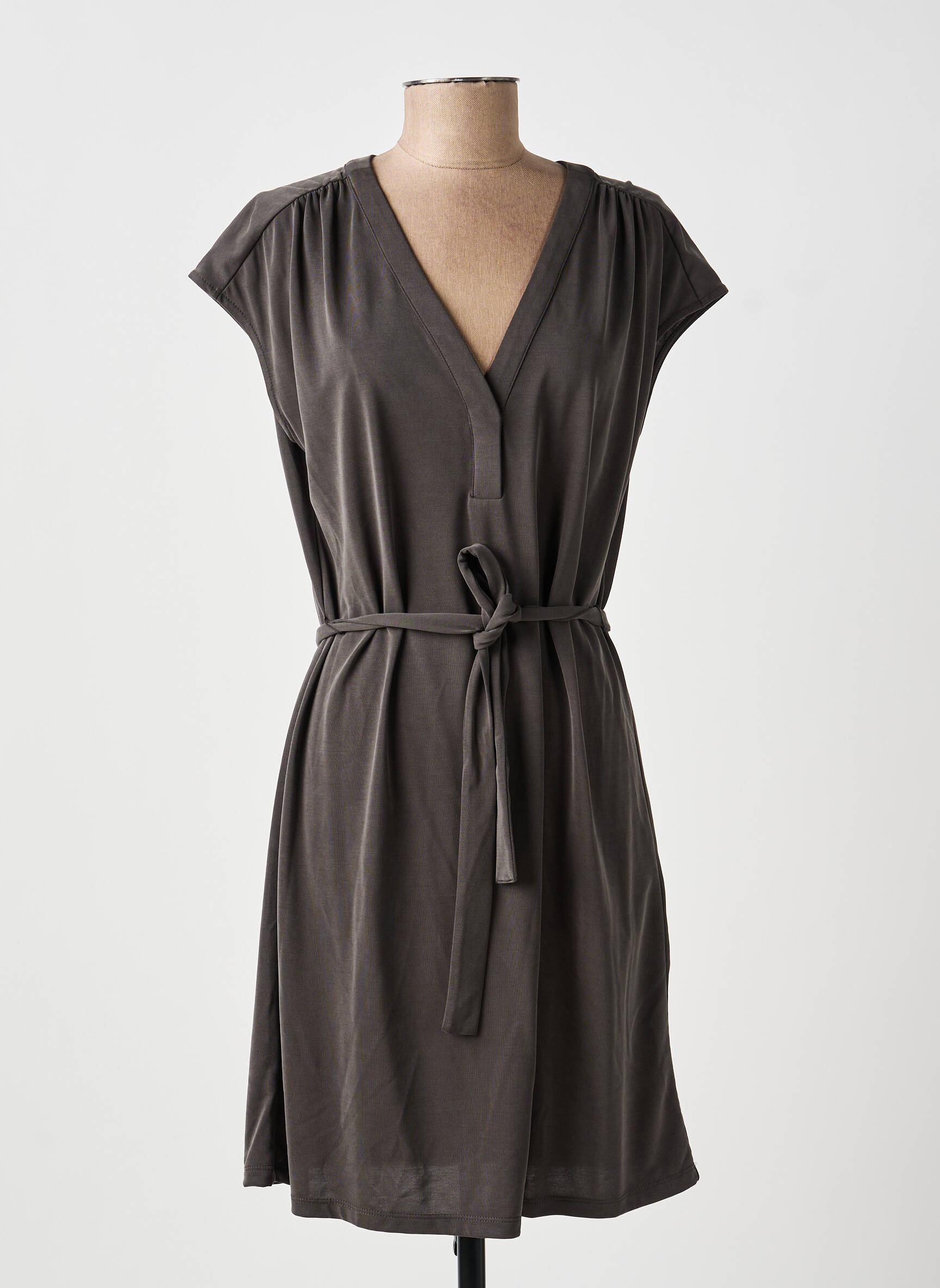 Robe courte manches courtes manches courtes gris YAYA femme