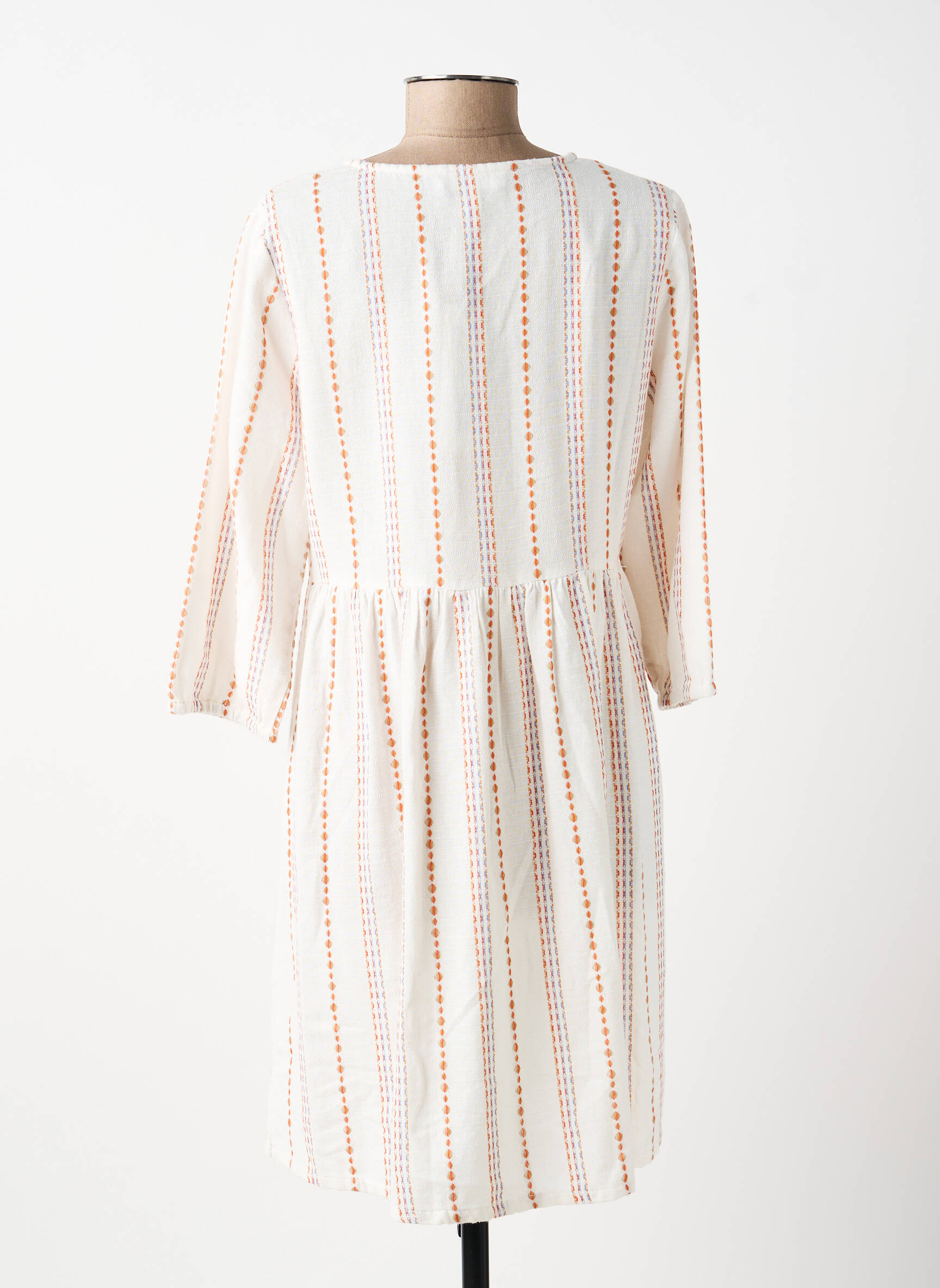 Robe mi-longue manches 3/4 manches 3/4 blanc MD'M femme