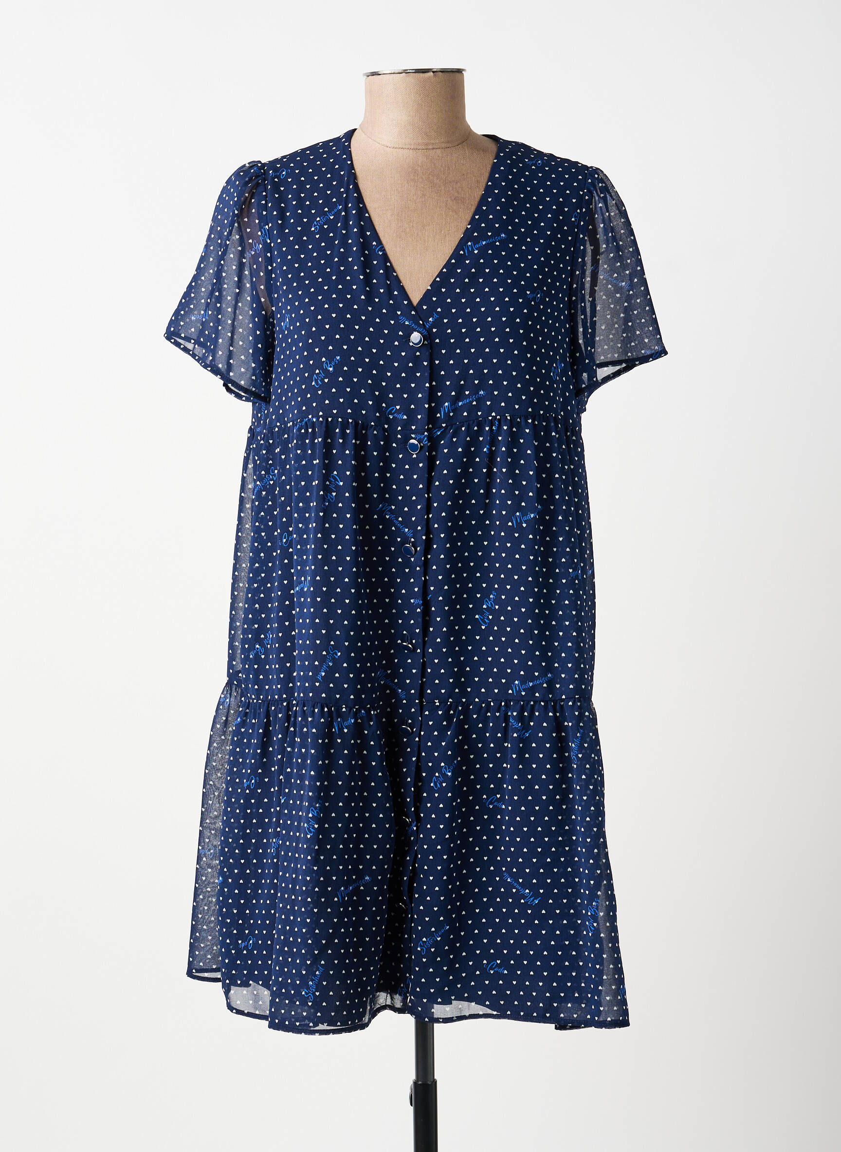 Robe courte manches courtes manches courtes bleu I.CODE (By IKKS) femme