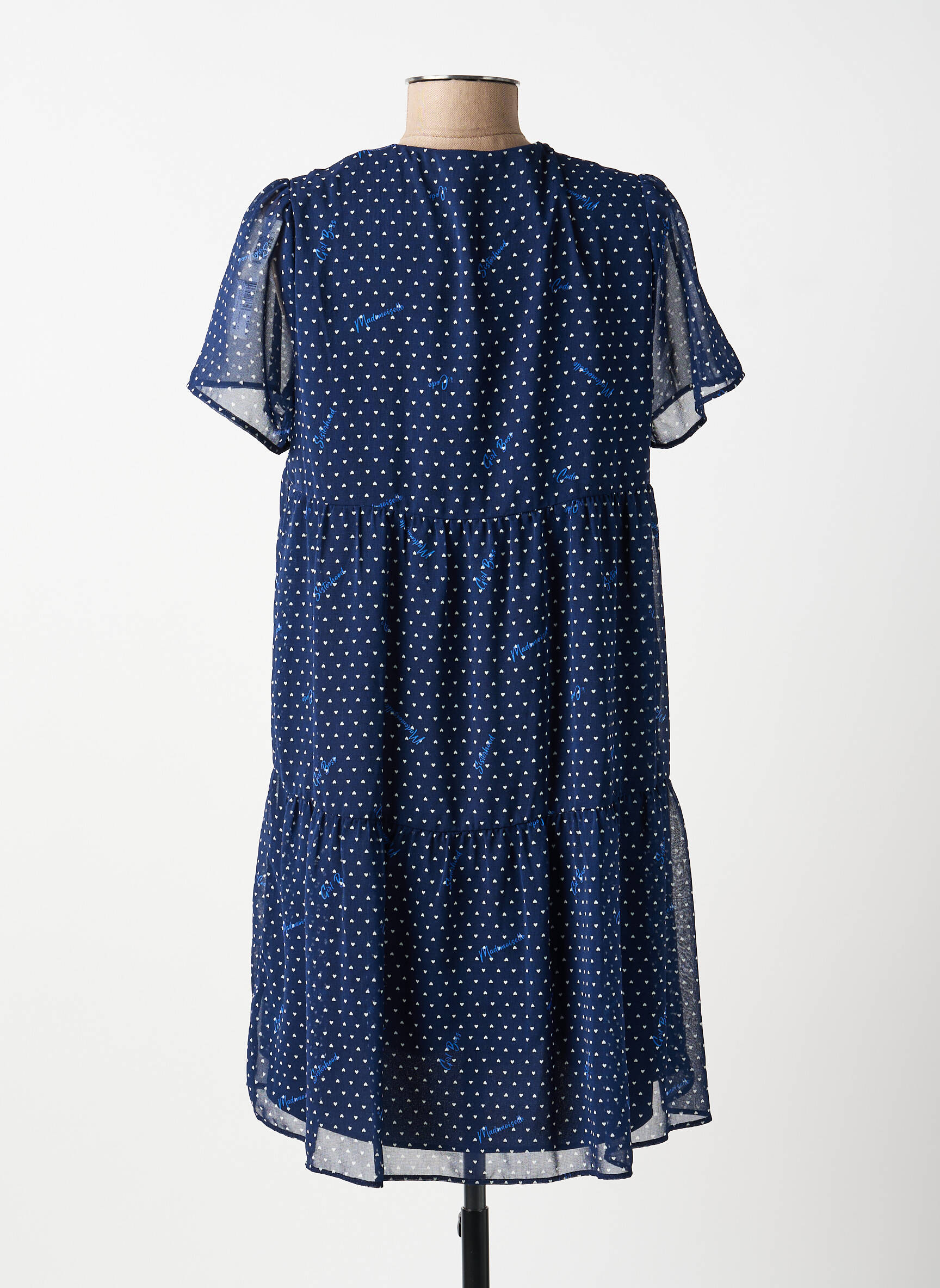 Robe courte manches courtes manches courtes bleu I.CODE (By IKKS) femme