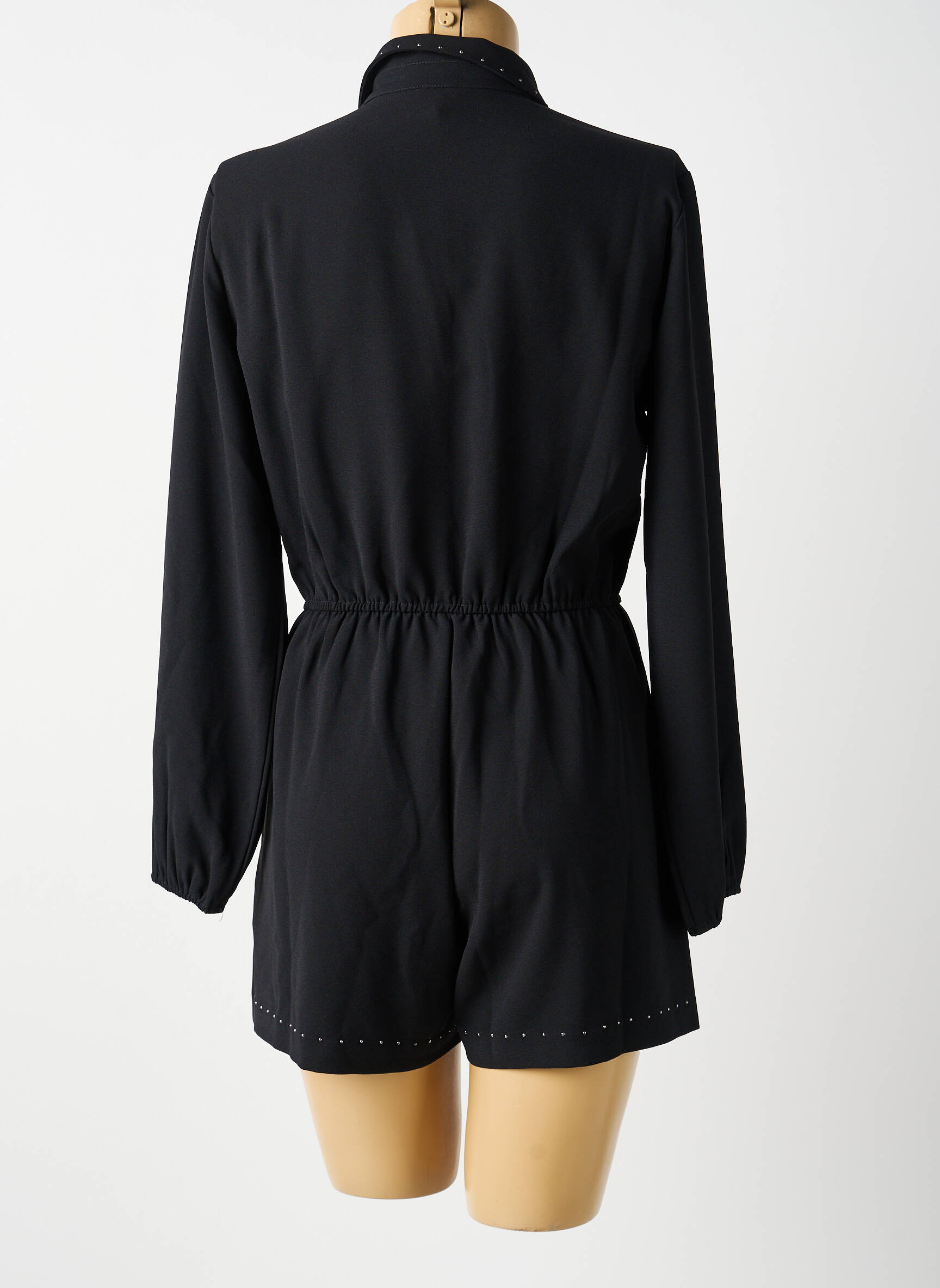 Combishort fermeture boutonnée sur le devant manches longues noir IKKS fille