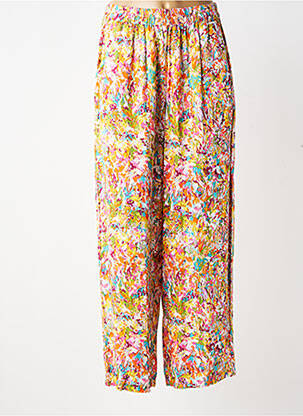 Pantalon droit tissage crêpe taille normale jaune AGATHE & LOUISE femme