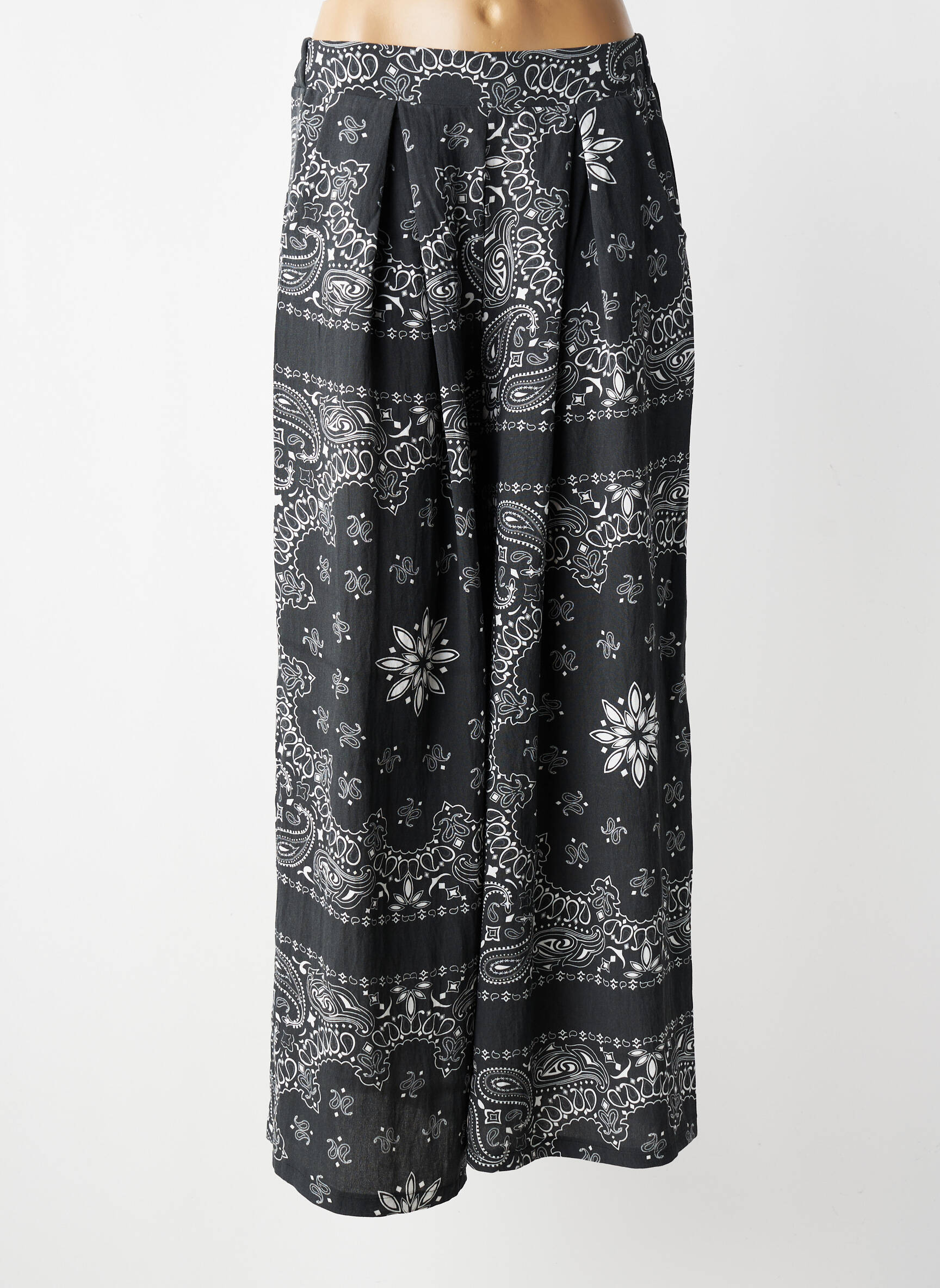 Pantalon droit tissage crêpe taille normale gris GARDEN  femme