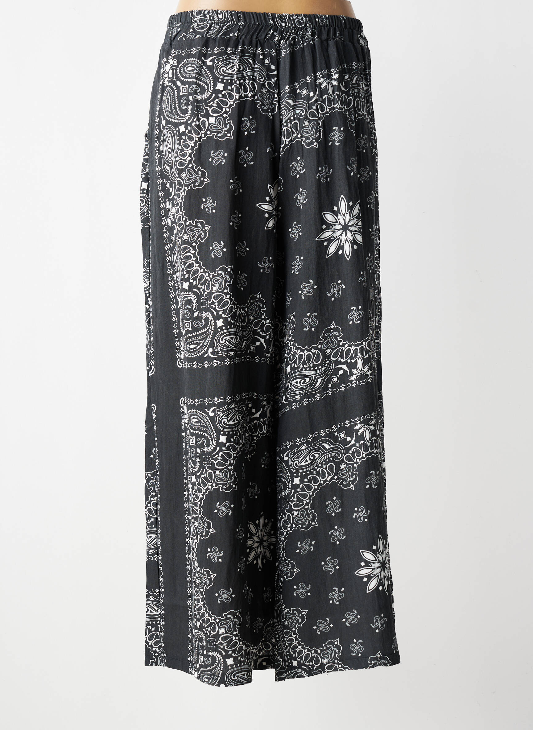 Pantalon droit tissage crêpe taille normale gris GARDEN  femme