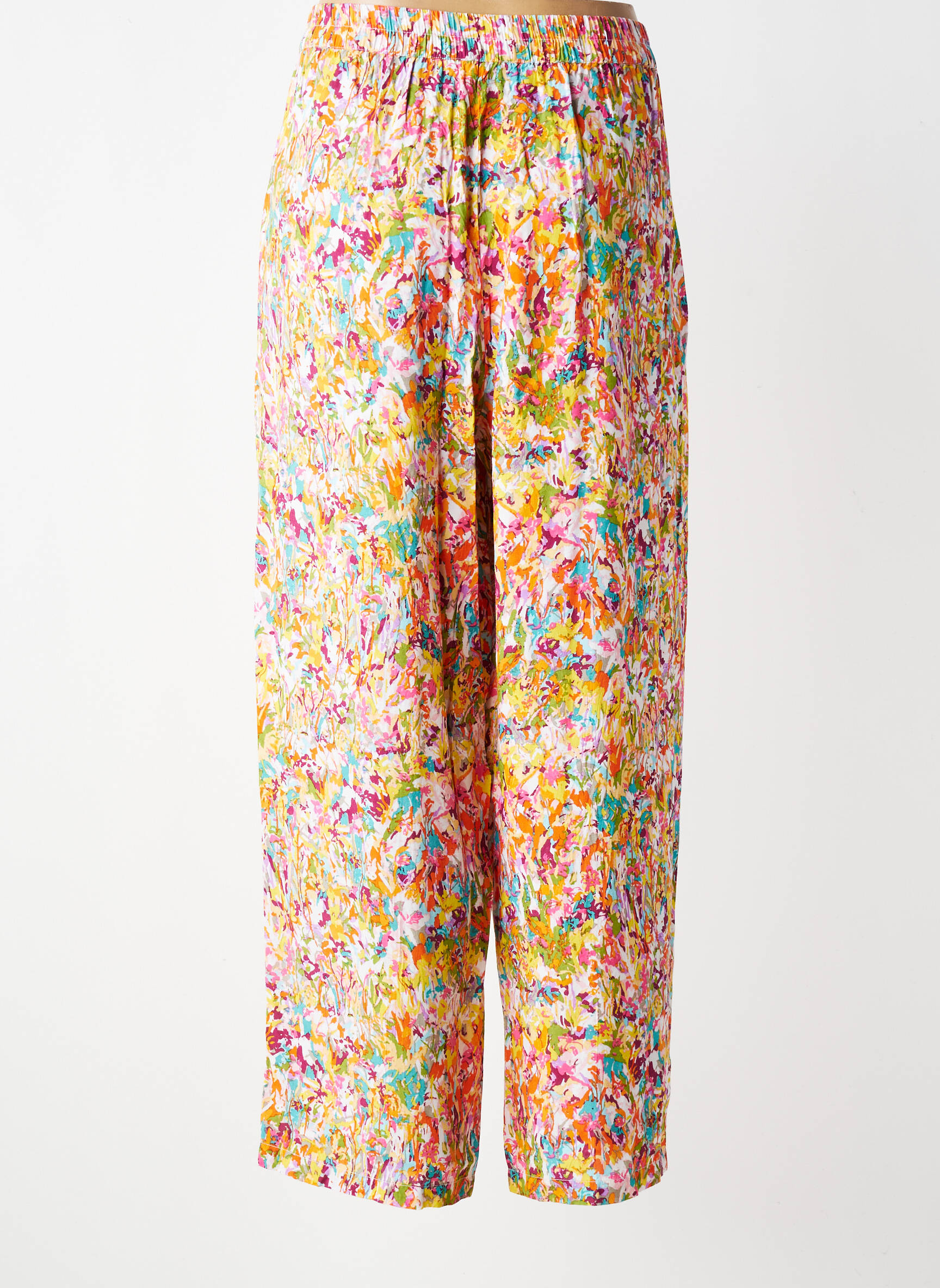 Pantalon droit tissage crêpe taille normale jaune AGATHE & LOUISE femme