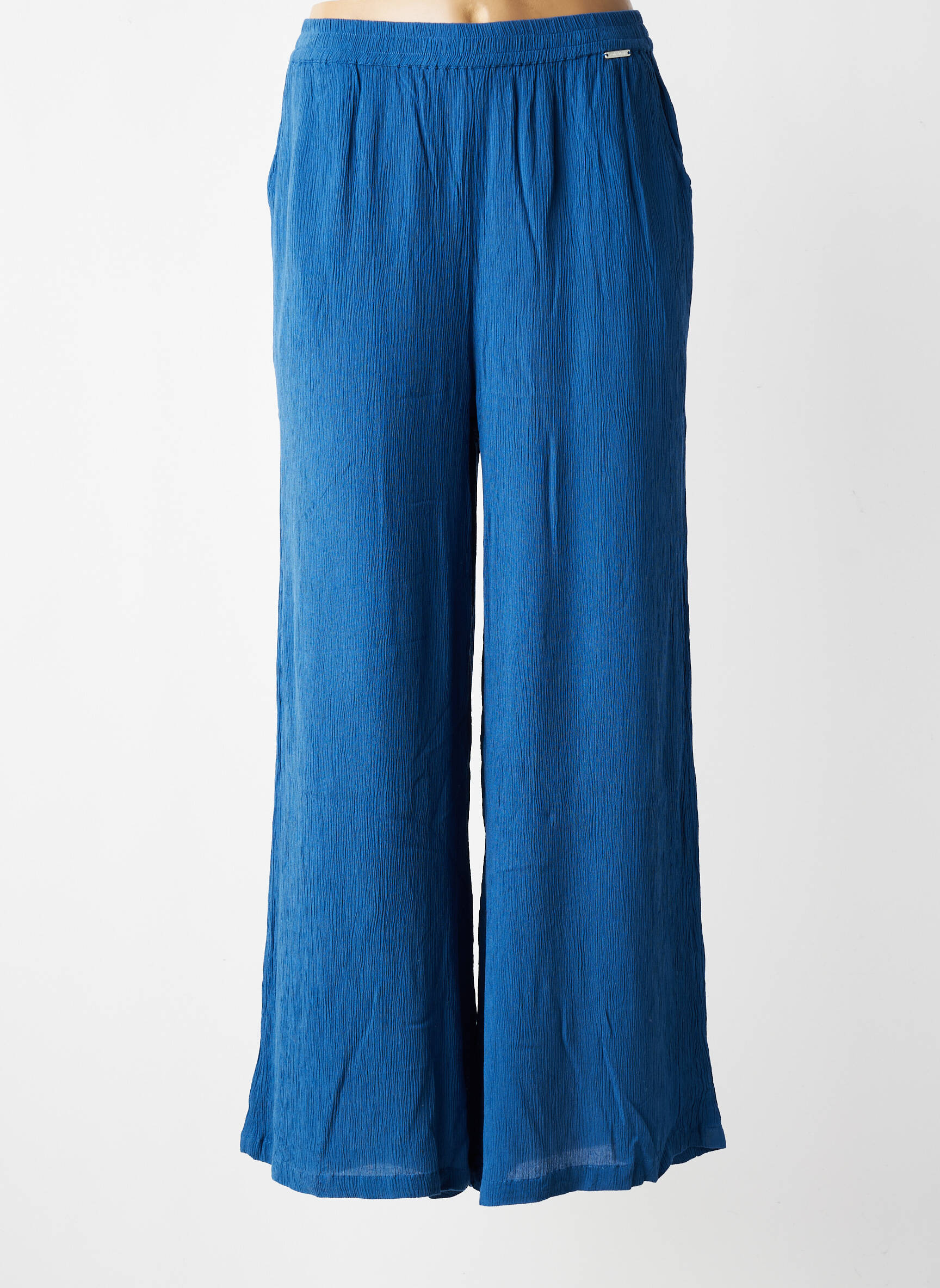 Pantalon large tissage crêpe taille normale bleu AGATHE & LOUISE femme