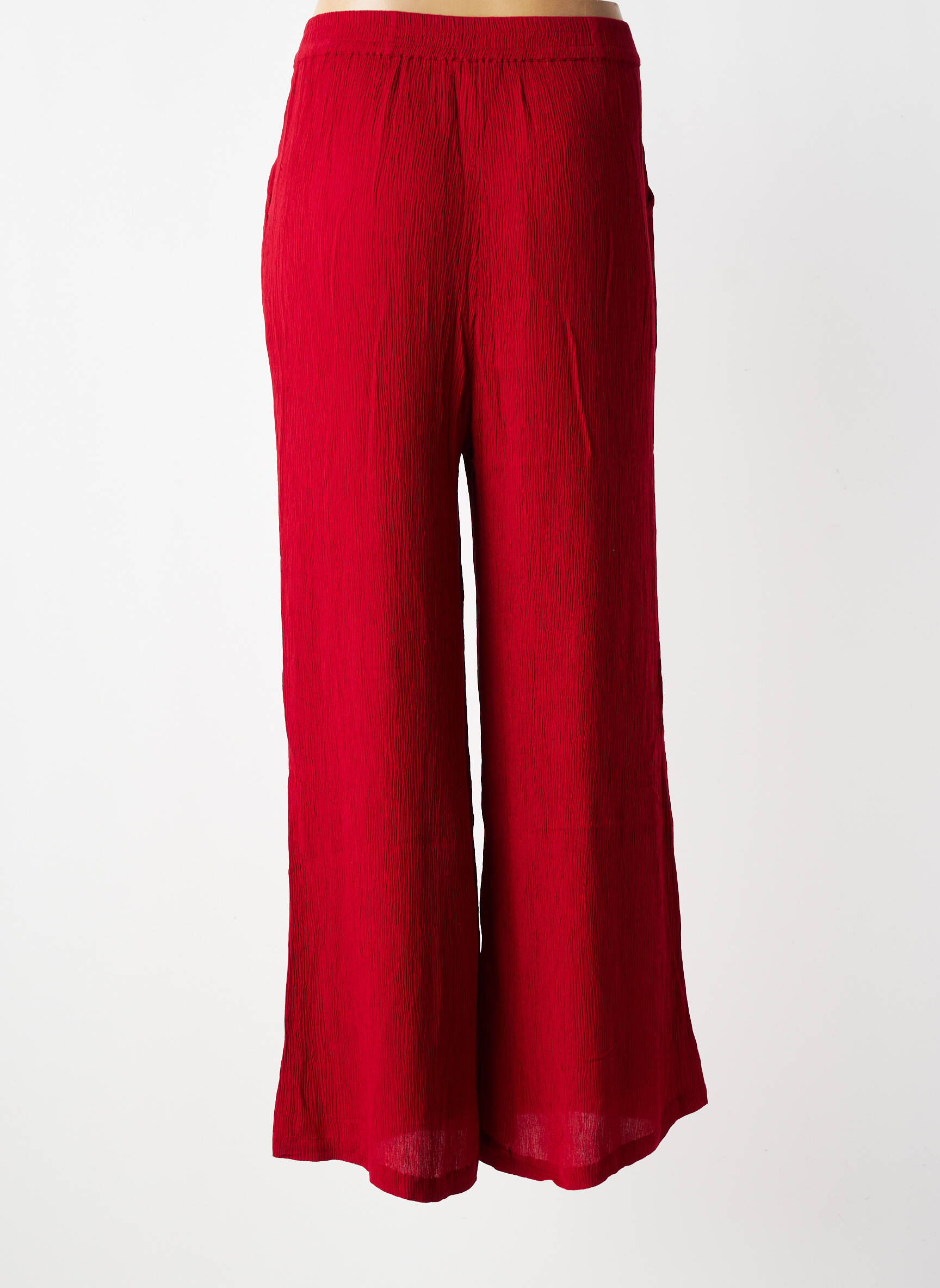 Pantalon large tissage crêpe taille normale rouge AGATHE & LOUISE femme