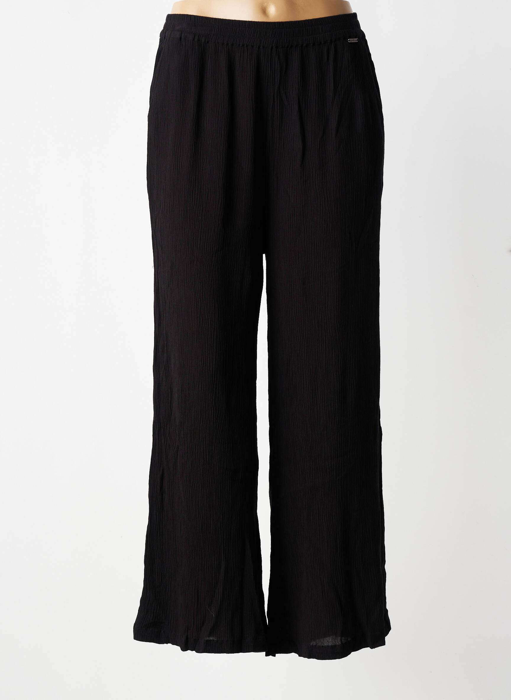 Pantalon large tissage crêpe taille normale noir AGATHE & LOUISE femme