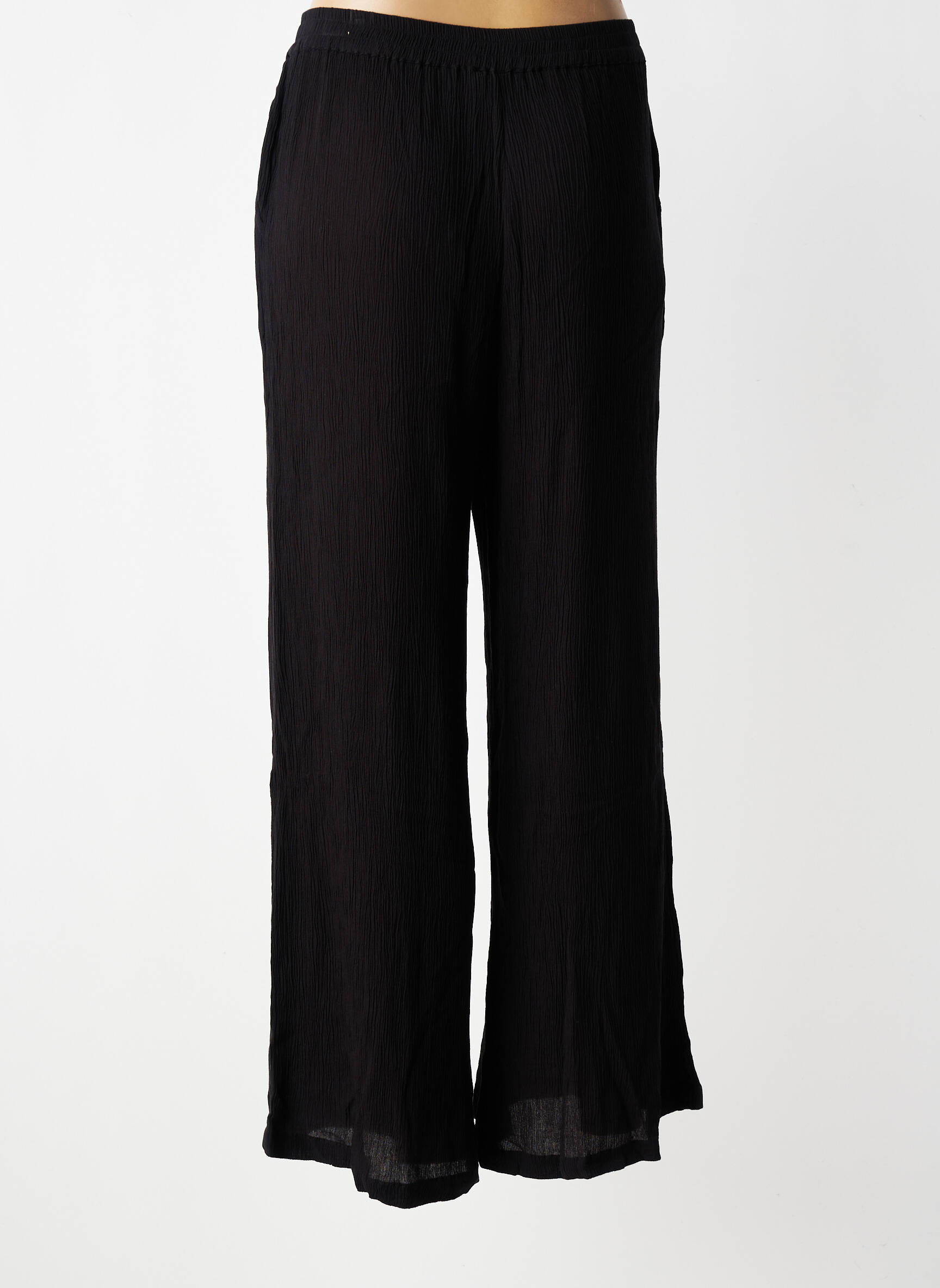 Pantalon large tissage crêpe taille normale noir AGATHE & LOUISE femme