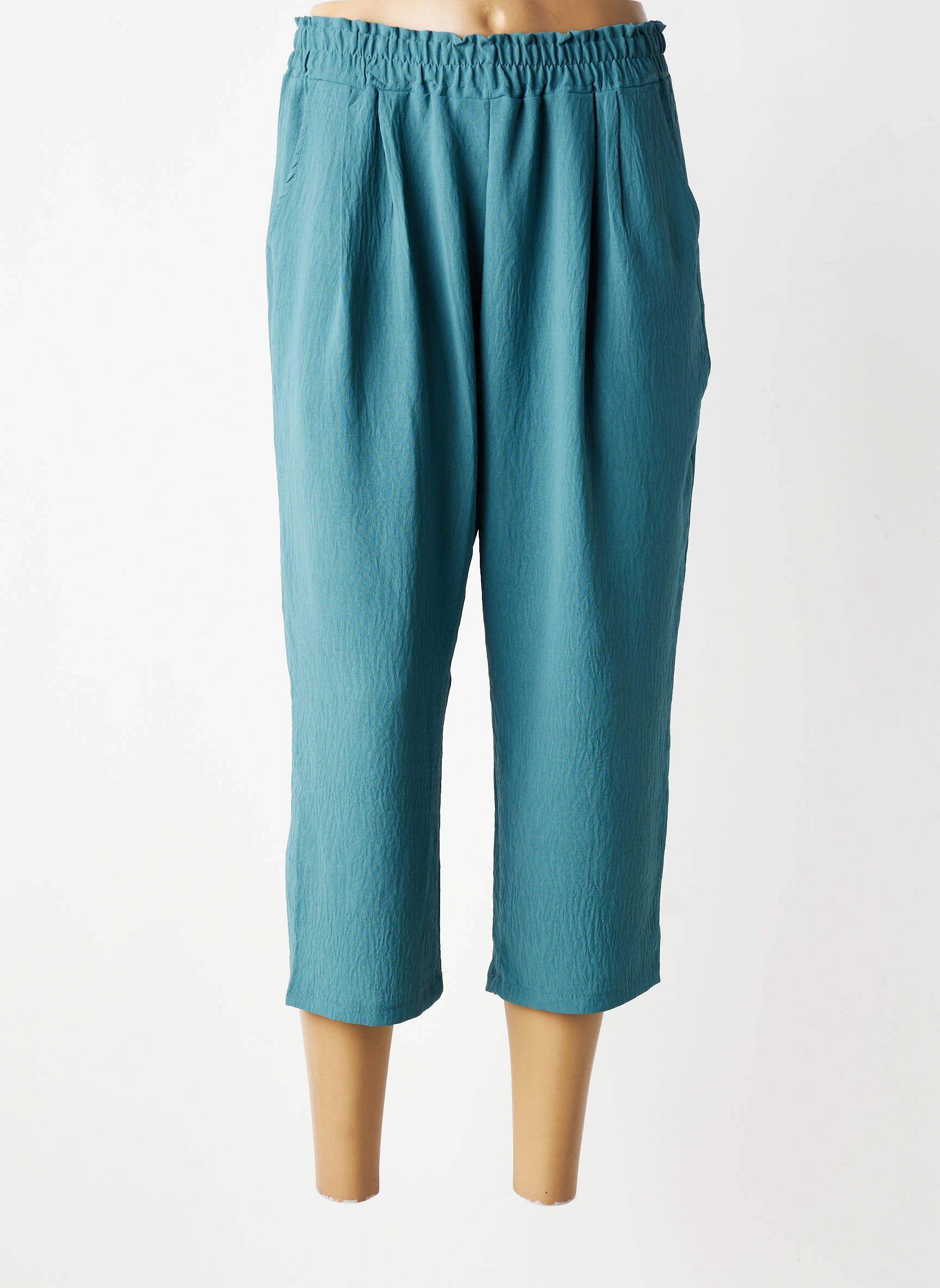 Pantacourt coupe droite taille normale bleu ATLANTA femme
