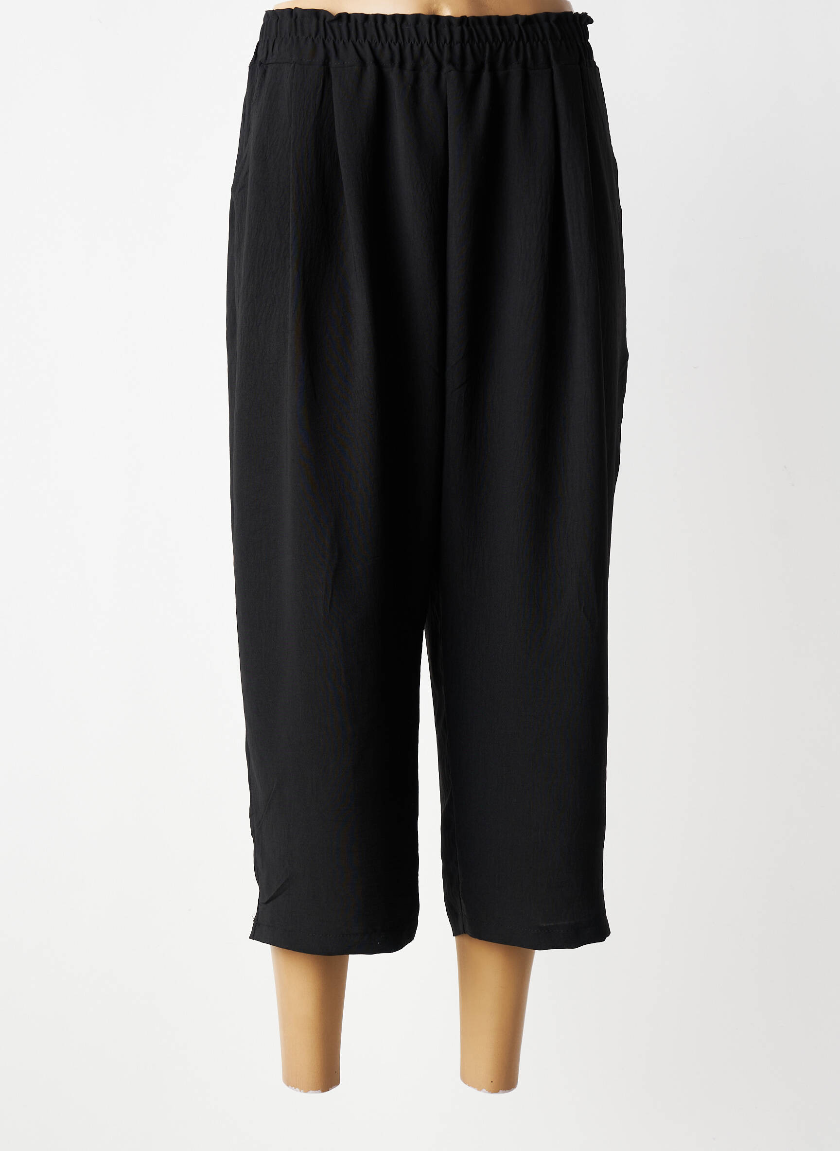 Pantacourt coupe droite taille normale noir ATLANTA femme