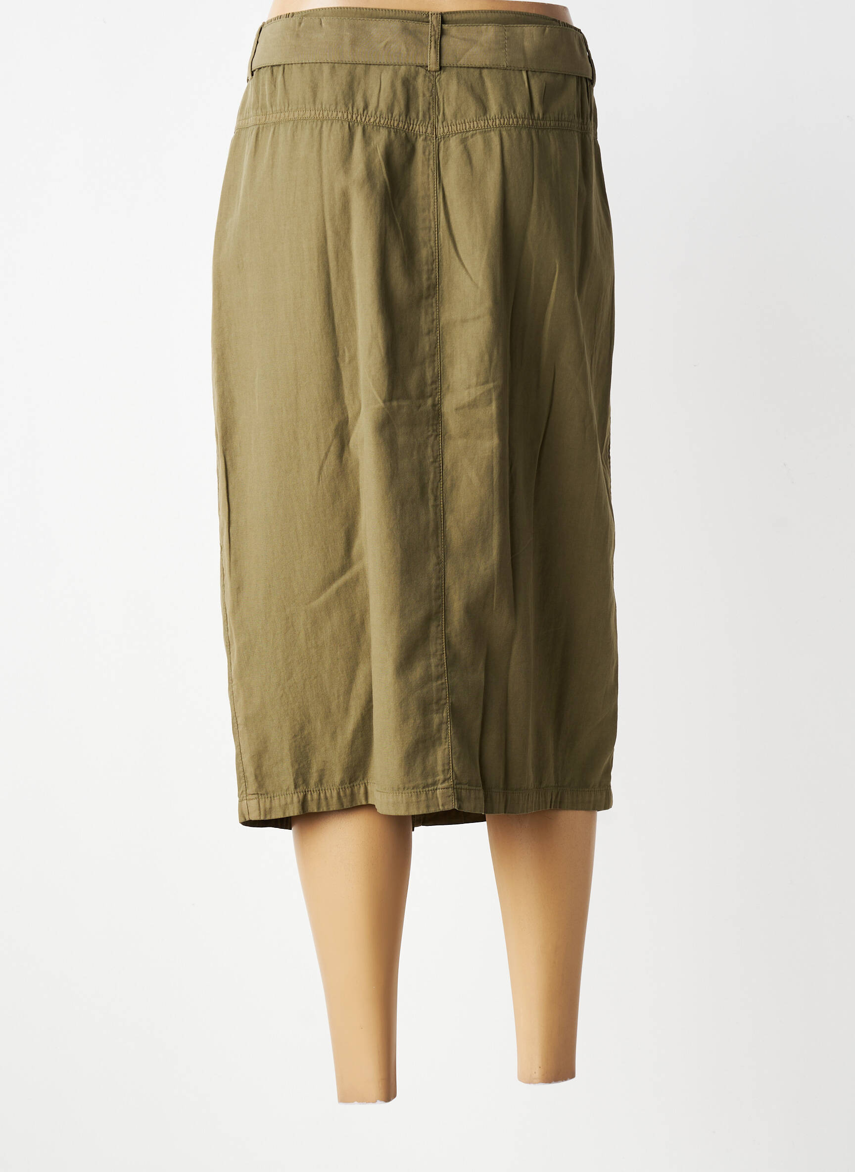 Jupe mi-longue coupe droite vert AGATHE & LOUISE femme