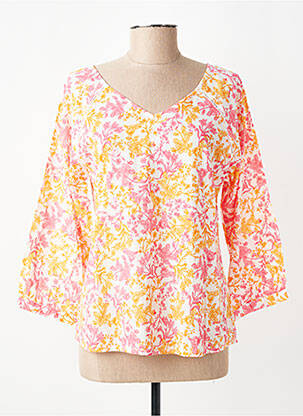 Blouse tissage popeline manches 3/4 orange AGATHE & LOUISE femme