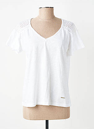 T-shirt col v manches courtes blanc AGATHE & LOUISE femme