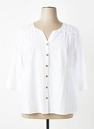 Chemisier tissage popeline manches 3/4 blanc AGATHE & LOUISE femme
